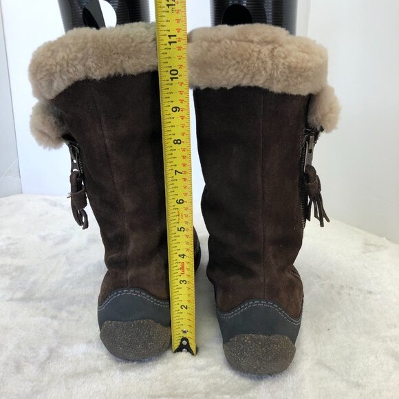Clarks Brown Suede Side Zip Fur Lined Winter Boots Size 7.5 - Picture 7 of 16